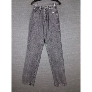 VTG Wrangler Womens Jeans 7 Long Black Acid Wash Denim 80s 90s US Western Rodeo